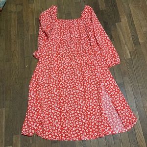 Long red floral dress womens size 2xl
